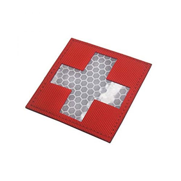Zhikang68 Airsoft Morale Patch 3 Reflective Medic Patches,Infrared IR EMS EMT MED Tactical Medical Red Cross Morale Hook&Loop Badge First Aid Decorative Appliques (White Red)
