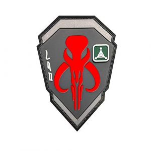 Zhikang68 Airsoft Morale Patch 1 Mandalorian Patch Mythosaur Skull Crest Shield Bounty Hunter Boba Fett Tactical Military Morale 3D PVC Rubber Armband Badge Emblem Applique (Red)