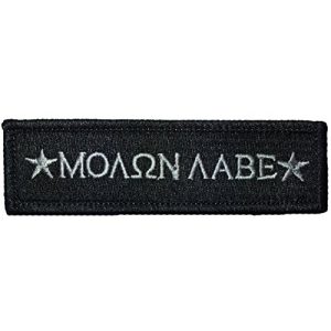 Ranger Return Airsoft Morale Patch 1 Tactical Molon Labe Spartan Morale Tab Patch 1"x3 3/4" - Black - by Ranger Return (RR-TACT-MOLN-LABE-0TAB-BLCK)