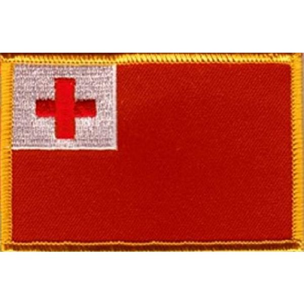 World Flags Direct Airsoft Morale Patch 1 International Country Flag Patch 3.50" x 2.25", One Embroidered Iron or Sew On Flag Emblem; Over 100 Tactical Morale Patch Options Available (Tonga)