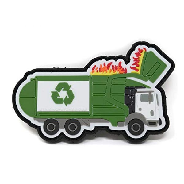 Stinking Patch Co. Airsoft Morale Patch 1 Garbage Truck Dumpster Fire Morale Patch | Recycle | PVC Rubber Tactical Patch | Funny Morale Patch