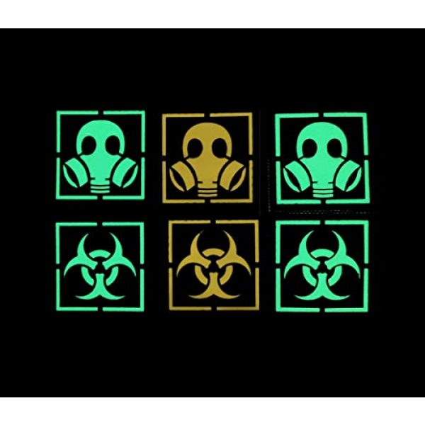 ODSP Airsoft Morale Patch 2 3 Pack Glow Dark Gas Mask Patches Stickers Chemicals Resident Evil Military Morale Tactical Badges Appliques with Hook and Loop Fastener Backing