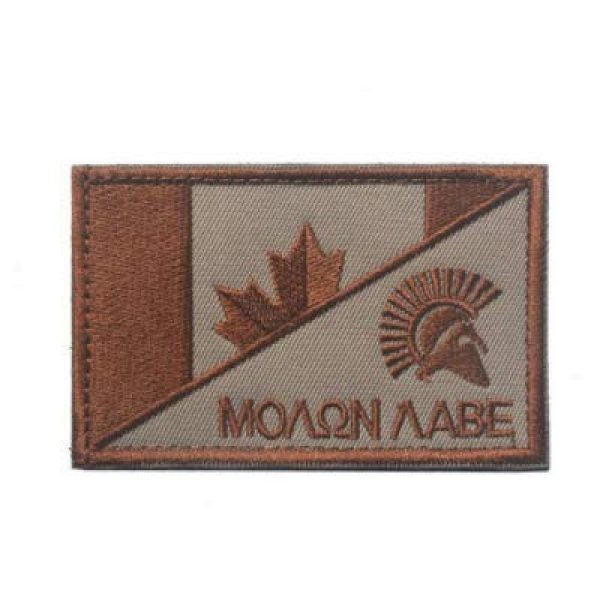 Tactical Embroidery Patch Airsoft Morale Patch 1 Canada Flag Sparta Molon Labe Tactical Embroidery Patch Hook & Loop Morale Patch Military Patch for Clothing Accessory Backpack Armband