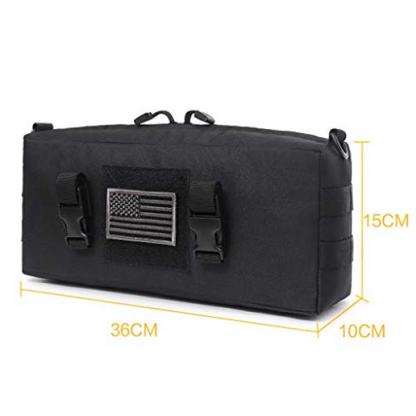 IronSeals Tactical Pouch 2 IronSeals AQ Tactical Large Shoulder Tape Molle EDC Pouch Bag Zipper Tough Fastener Hook & Loop with Flag Patch