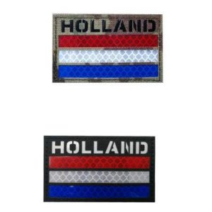 Tactical Embroidery Patch Airsoft Morale Patch 1 IR Holland Flag Infrared Reflective Tactical Embroidery Patch Hook & Loop Morale Patch Military Patch for Clothing Accessory Backpack Armband (2pcs)