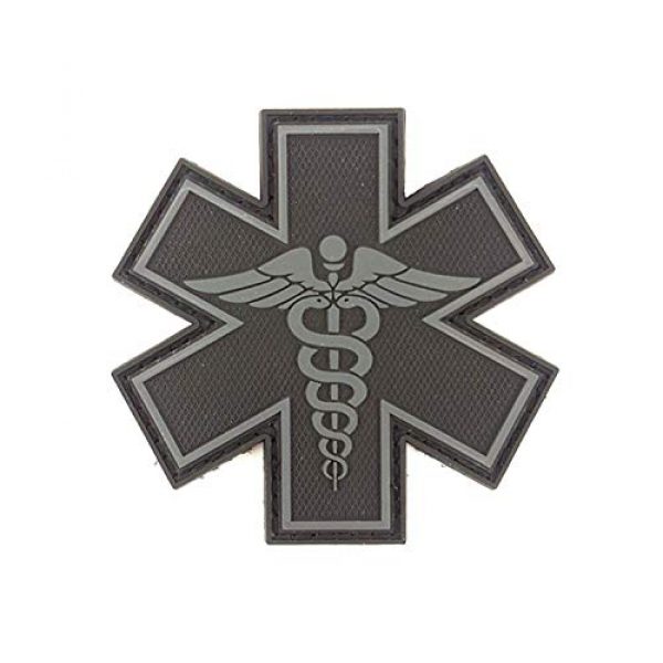 Tactical Innovations Canada Airsoft Morale Patch 1 PVC Morale Patch - EMS - Medical Responder 3" Star of Life - Blk & Gry - Dual Snake