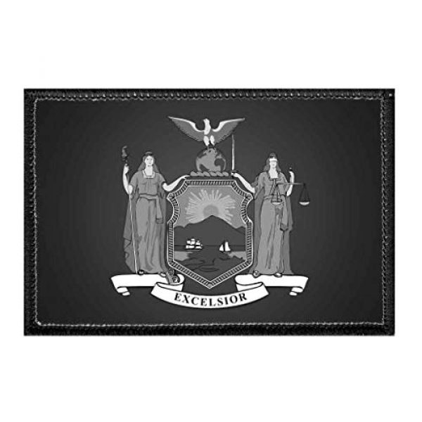 P PULLPATCH Airsoft Morale Patch 1 New York State Flag - Black and White | Hook and Loop Attach for Hats, Jeans, Vest, Coat | 2x3 in | by Pull Patch