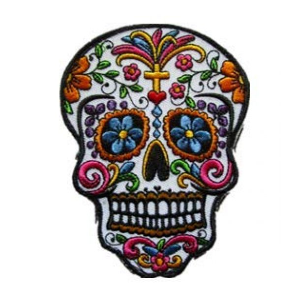 Tactical Embroidery Patch Airsoft Morale Patch 1 Sugar Skull Day of The Dead Tactical Embroidery Patch Hook & Loop Morale Patch Military Patch for Clothing Accessory Backpack Armband