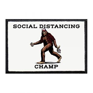 P PULLPATCH Airsoft Morale Patch 1 Social Distancing Champ - Big Foot | Hook and Loop Attach for Hats, Jeans, Vest, Coat | 2x3 in | by Pull Patch