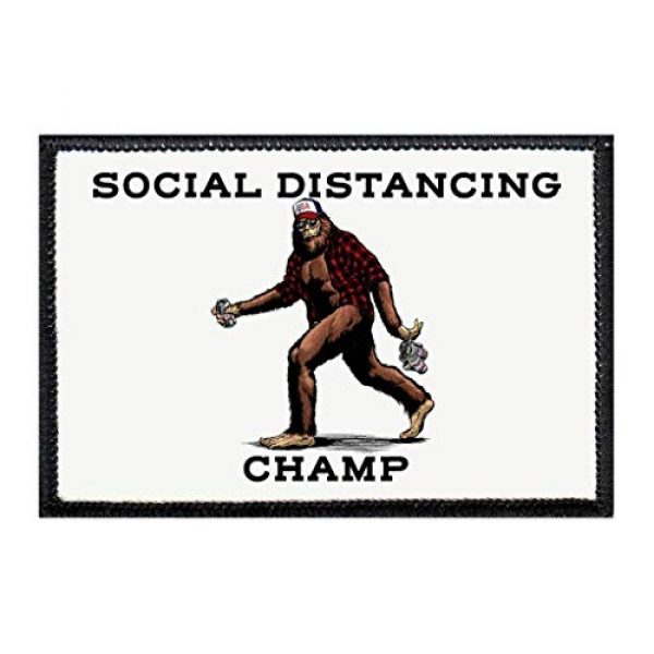 P PULLPATCH Airsoft Morale Patch 1 Social Distancing Champ - Big Foot | Hook and Loop Attach for Hats, Jeans, Vest, Coat | 2x3 in | by Pull Patch