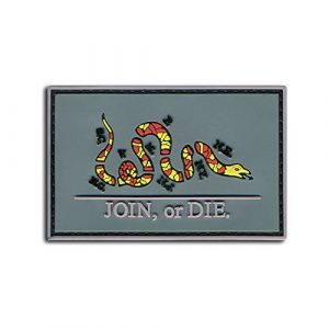 BASTION Airsoft Morale Patch 1 Bastion Tactical Combat Badge PVC Morale Patch Hook and Loop Patch - Join Or Die (Color)