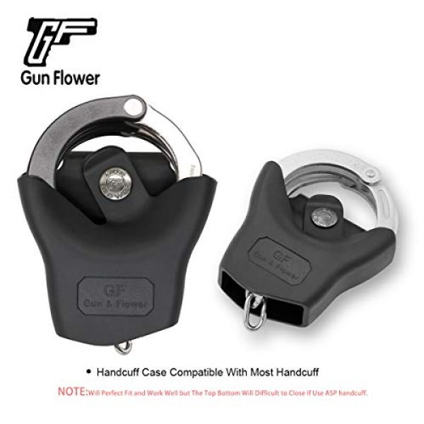 GUN & FLOWER Tactical Pouch 4 Gun&Flower Polymer Handcuff Holder | Handcuff Pouch for Duty Belt with Secure Snap Handcuff Holster Standard Hard Open asp Handcuff Case Law Enforcement hinged S&W hinged Handcuffs Cases Police