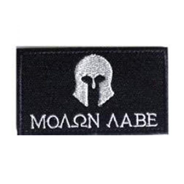 Morton Home Airsoft Morale Patch 1 Morton Home-Tactical Molon Labe Spartan Morale Patch 2"x3" Hook and Loop Fasteners Backing (Black)