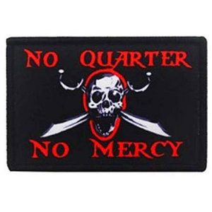 Fine Print Patch Airsoft Morale Patch 1 No Quarter No Mercy Pirate Skull Military Hook Loop Tactics Morale Printed Patch
