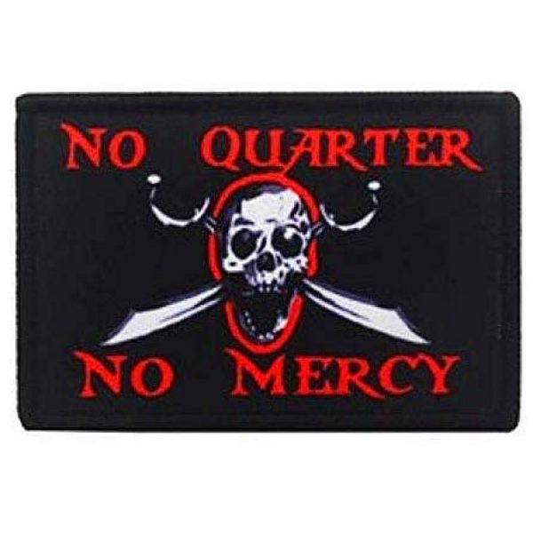 Fine Print Patch Airsoft Morale Patch 1 No Quarter No Mercy Pirate Skull Military Hook Loop Tactics Morale Printed Patch