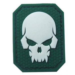Tactical PVC Patch Airsoft Morale Patch 1 Pirate Skull Glow-in-Dark Morale Military Patch 3D PVC Rubber Tactical Rubber Hook Patch (Green)