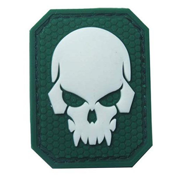 Tactical PVC Patch Airsoft Morale Patch 1 Pirate Skull Glow-in-Dark Morale Military Patch 3D PVC Rubber Tactical Rubber Hook Patch (Green)