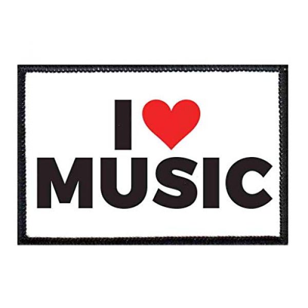P PULLPATCH Airsoft Morale Patch 1 I Love Music Bold Morale Patch | Hook and Loop Attach for Hats, Jeans, Vest, Coat | 2x3 in | by Pull Patch