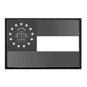 P PULLPATCH Airsoft Morale Patch 1 Georgia State Flag - Black and White Morale Patch | Hook and Loop Attach for Hats, Jeans, Vest, Coat | 2x3 in | by Pull Patch
