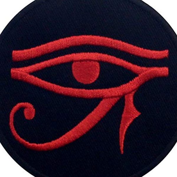 EmbTao Airsoft Morale Patch 2 Eye of Horus Wedjat Patch Embroidered Applique Iron On Sew On Emblem, Red & Black
