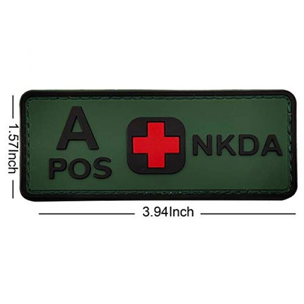 ODSP Airsoft Morale Patch 4 Tactical Blood Type A+ Positive POS PVC Rubber Patch, DIY Emblem Military Medic Morale Patches Medical Armband Badges, Hook-Fastener Backing, 3.94 x 1.57 Inch, Bundle 4 Pieces