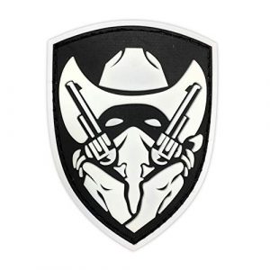 Morton Home Airsoft Morale Patch 1 Morton Home Masked Cowboy Gunfighter Tactical Army Morale Airsoft 3D PVC Patch (White)