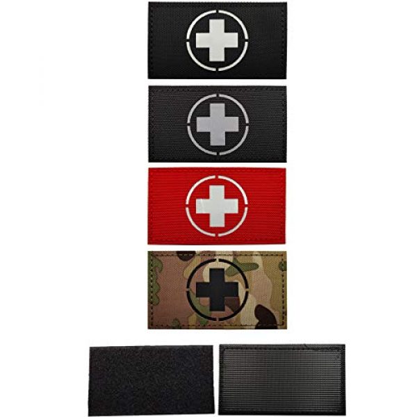 ODSP Airsoft Morale Patch 7 Glow in Dark Medic Cross First Aid Patches, EMS EMT MED Medical Rescue Tactica Military Morale Combat Armband Badges with Hook and Loop Fastener Backing, 3.54 x 1.97 Inch, 2 Pieces