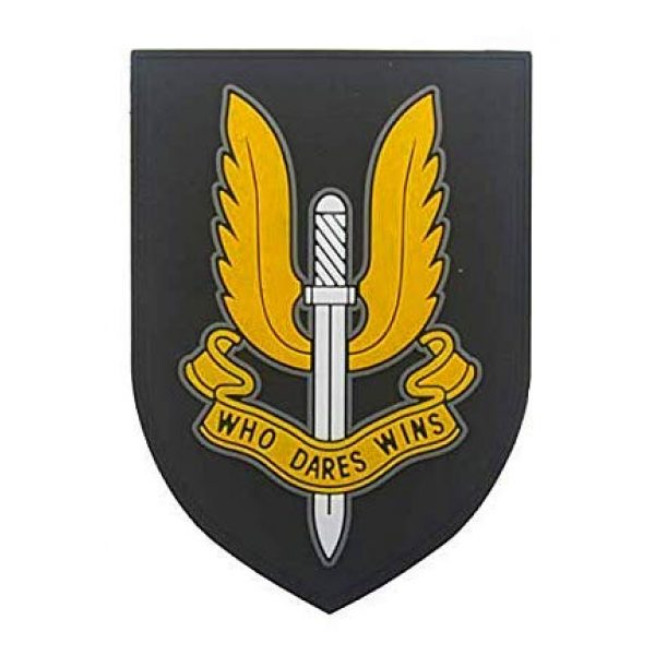 PVC PATCH Airsoft Morale Patch 1 British Special Air Service SAS Patch Who Dares Wins Military Hook Loop Tactics Morale PVC Patch (color2)