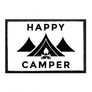 P PULLPATCH Airsoft Morale Patch 1 Happy Camper Morale Patch | Hook and Loop Attach for Hats, Jeans, Vest, Coat | 2x3 in | by Pull Patch