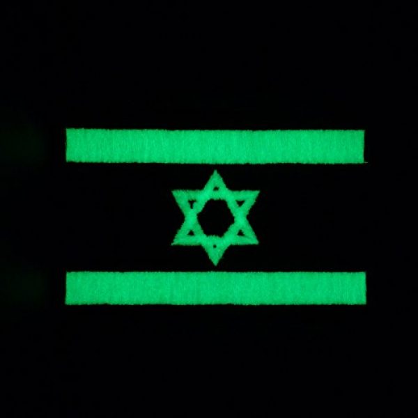 LEGEEON Airsoft Morale Patch 2 LEGEEON Glow Dark Israel Flag IDF Morale Star David Army Embroidered Touch Fastener Patch