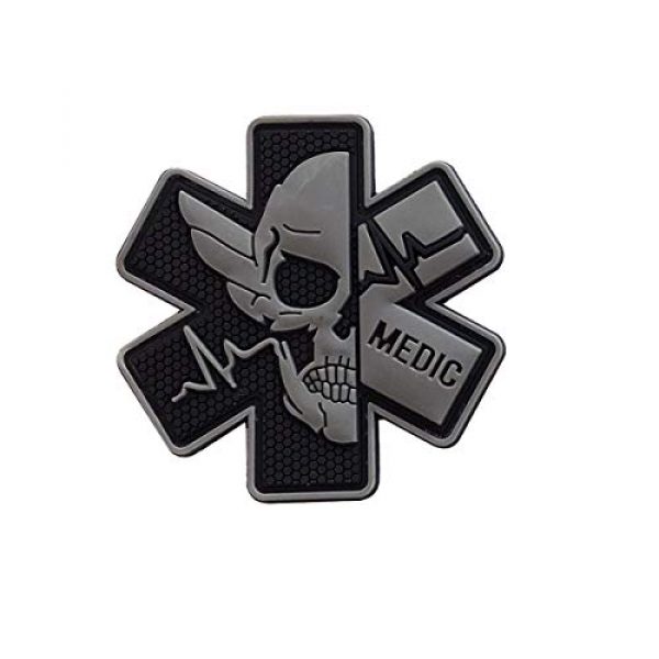 Zhikang68 Airsoft Morale Patch 1 Medic Patch 3D PVC Rubber Paramedic Medical EMS EMT MED First Aid Morale Tactical Morale Skull Military Hook Fasteners Badge (Black Gray)