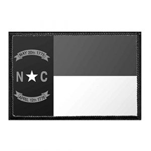 P PULLPATCH Airsoft Morale Patch 1 North Carolina State Flag - Black and White Morale Patch | Hook and Loop Attach for Hats, Jeans, Vest, Coat | 2x3 in | by Pull Patch