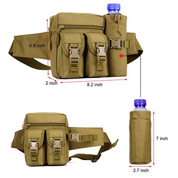 Protector Plus Tactical Pouch 4 Protector Plus Tactical Fanny Pack with Detachable Water Bottle Holder Pouch Military Running Waist Bag Sling Hip Belt MOLLE Army Lumbar Gear Pocket