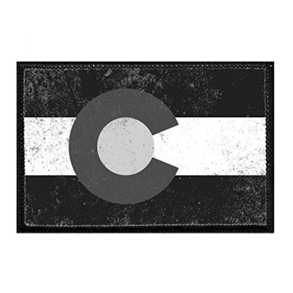 P PULLPATCH Airsoft Morale Patch 1 Colorado Flag Distressed B/W Morale Patch | Hook and Loop Attach for Hats, Jeans, Vest, Coat | 2x3 in | by Pull Patch