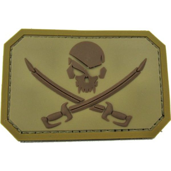 MilSpec Monkey Airsoft Morale Patch 1 Pirate Skull Flag Morale Patch - PVC Desert (Tan)