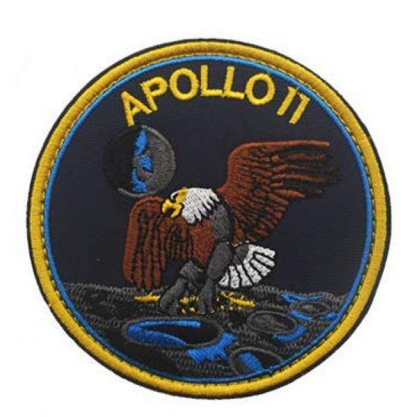 Tactical Embroidery Patch Airsoft Morale Patch 1 Apollo 11 Mission First Moon Landing Mission Tactical Embroidery Patch Hook & Loop Morale Patch Military Patch for Clothing Accessory Backpack Armband