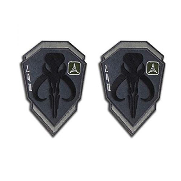 ODSP Airsoft Morale Patch 1 Mandalorian Mythosaur Skull Crest Bounty Hunter Boba Fett Shield Patch, Tactical Morale Embroidered Applique Badge Patches with Fastener Hook and Loop Backing 3.94 x 2.76 inch