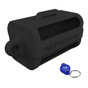 Nitecore Tactical Pouch 1 Nitecore NBM40 Battery Magazine Organizer, Black, Green, & Yellow Color Options - Holds 4x 18650 Batteries plus LumenTac Keychain Flashlight (Black)