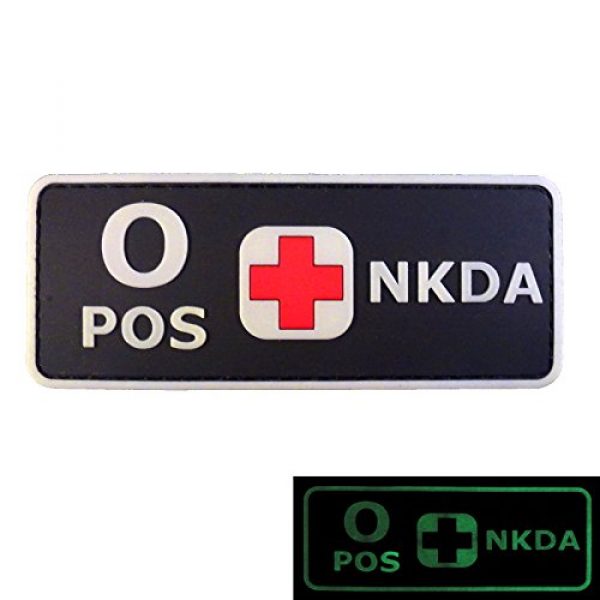 LEGEEON Airsoft Morale Patch 3 LEGEEON PVC Rubber 3D GITD Touch Fastener Patch Blood Type NKDA Glow in The Dark Combat Tactical GID