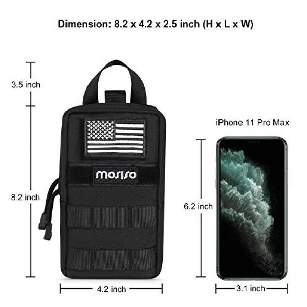 MOSISO Tactical Pouch 2 MOSISO Tactical Pouch Bag (2 Pack), Water Repellent Steady Compact Multi-Purpose Light-Weight Organizer Utility Tactical Waist Belt Bag with Handle Molle EDC Pouch Bags with USA Flag, Black