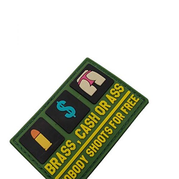 ODSP Airsoft Morale Patch 6 3D PVC Morale Patch - Brass Cash Or Ass Nobody Shoots for Free - Funny Rubber Morale Patches, Hook Fastener Backed 3.15 x 1.97 inch