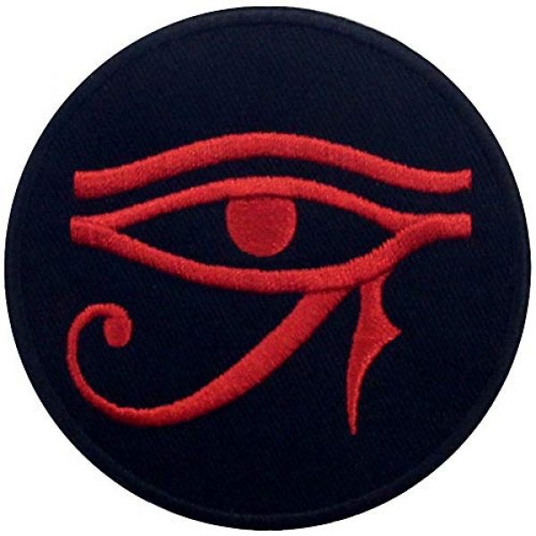 EmbTao Airsoft Morale Patch 1 Eye of Horus Wedjat Patch Embroidered Applique Iron On Sew On Emblem, Red & Black