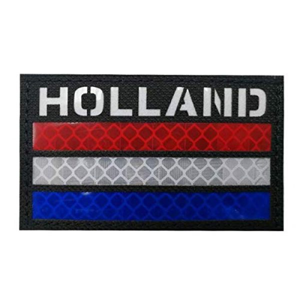Tactical Embroidery Patch Airsoft Morale Patch 3 IR Holland Flag Infrared Reflective Tactical Embroidery Patch Hook & Loop Morale Patch Military Patch for Clothing Accessory Backpack Armband (2pcs)