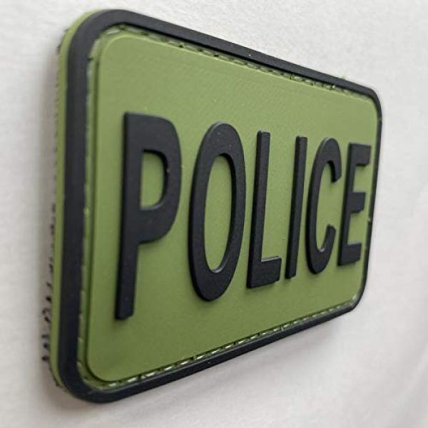 uuKen Airsoft Morale Patch 2 uuKen Small PVC Rubber OD Ranger Green Morale Police Vest Patch 3x2 inches Hook Fastener Back for Tactical Caps Hats Airsoft Jackets (OD Green and Black, XS 3"x2")