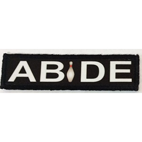 RedheadedTshirts Airsoft Morale Patch 1 1x4" Big Lebowski The Dude "Abide" Morale PatchMade in the USA Perfect for your rucksack, tactical pack bag, plate carrier, Molle Gear operator hat or cap! Hook and Loop Velcro. 1x4"