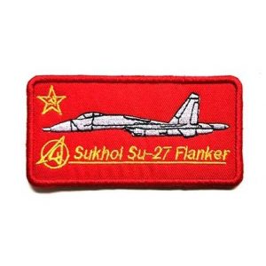 Tactical Embroidery Patch Airsoft Morale Patch 1 SUKHOI SU 27 Flanker The Russian Federation AIR Force Embroidery Patch Military Tactical Morale Patch Badges Emblem Applique Hook Patches for Clothes Backpack Accessories