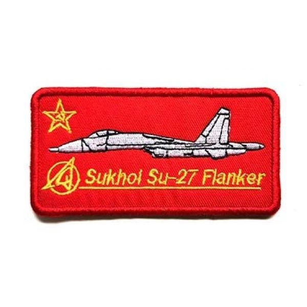 Tactical Embroidery Patch Airsoft Morale Patch 1 SUKHOI SU 27 Flanker The Russian Federation AIR Force Embroidery Patch Military Tactical Morale Patch Badges Emblem Applique Hook Patches for Clothes Backpack Accessories