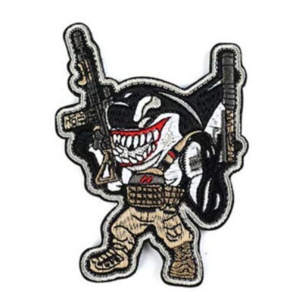 Tactical Embroidery Patch Airsoft Morale Patch 1 Shark & Gun Tactical Embroidery Patch Hook & Loop Morale Patch Military Patch for Clothing Accessory Backpack Armband
