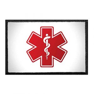 P PULLPATCH Airsoft Morale Patch 1 Medic Symbol - Red Cross - White Background Morale Patch | Hook and Loop Attach for Hats, Jeans, Vest, Coat | 2x3 in | by Pull Patch
