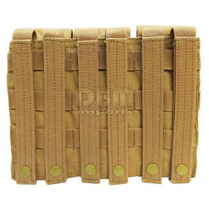 DBM IMPORTS Tactical Pouch 3 Tactical TAN AK AR Triple 7.62 5.56 Mag Pouch Trio 3 Clip PALS Bag Holder